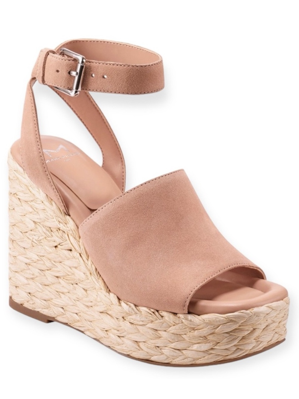 MARC FISHER Nelly Platform Ankle Strap Wedge Sandal Light Natural Espadrille NWT